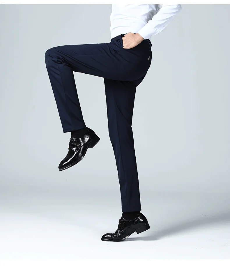 2019 летние мужские Умные повседневные обтягивающие мужские брюки прямые брюки от костюма мужские брюки тонкие гладкие однотонные