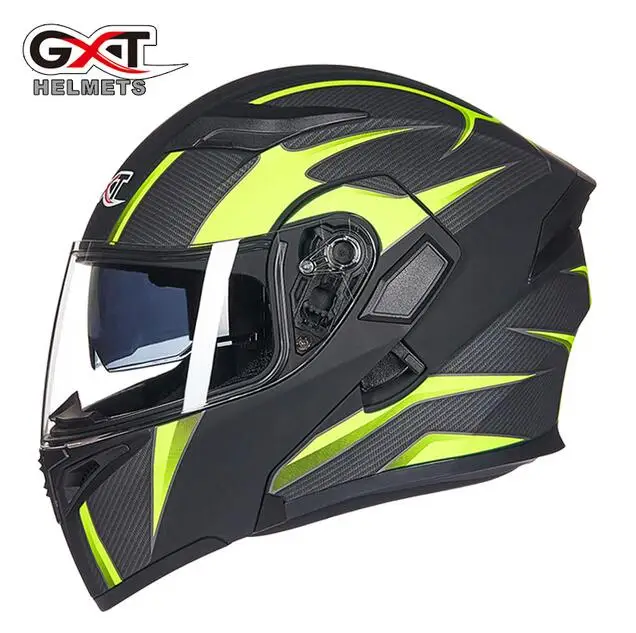 GXT модульный мотоциклетный шлем с откидной крышкой Capacete da Motocicleta мотошлем Casque Kask Helm Dual Visors мужские гоночные шлемы - Цвет: 1