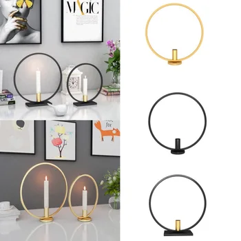 

Modern Art 3D Gold Round Metal Candlestick Wall Candle Holder Geometric Tealight Wedding Home Party Banquet Decor Ornaments