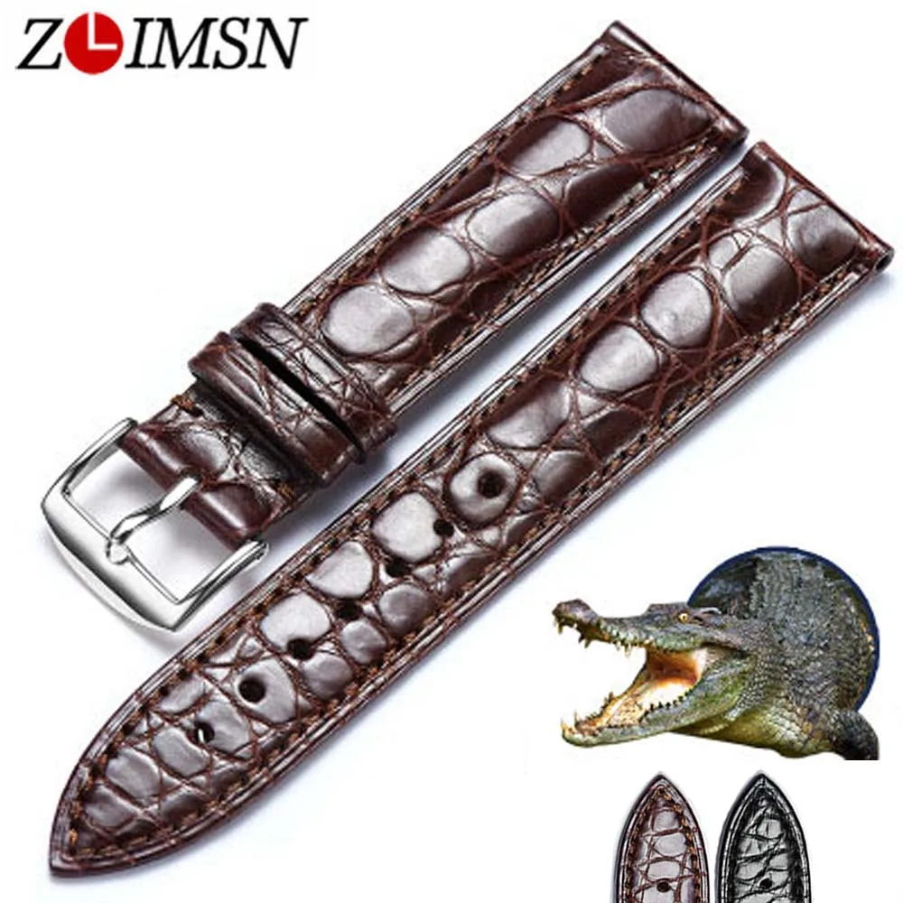 ZLIMSN Genuine Crocodile Leather Watchband Men's Clock Watches