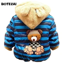 1pc Retail Baby boys Bear Winter Coat children outerwear Kids cotton thick warm hoodies jacket boys