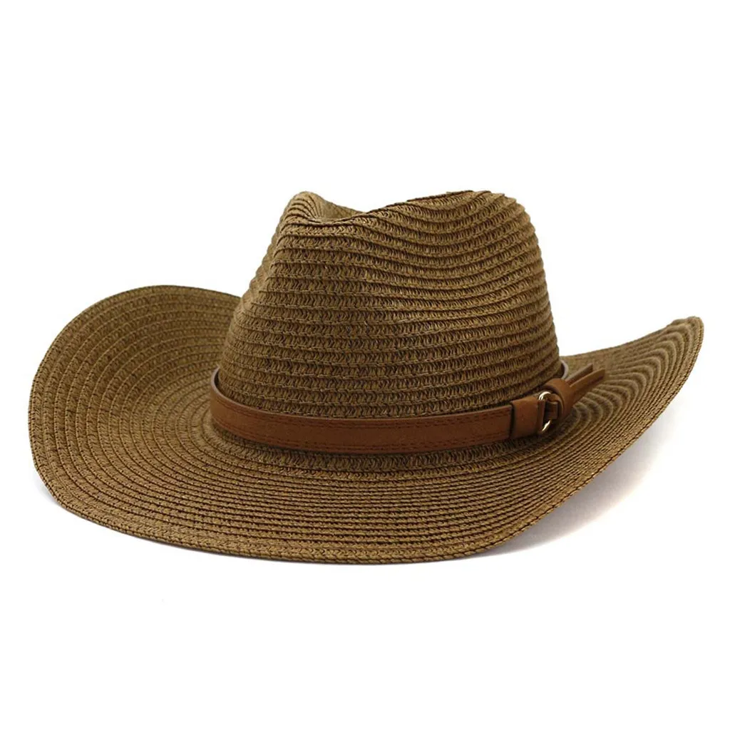 Новая модная кепка Для мужчин Для женщин ковбойская соломенная в ковбойском стиле широкие Дикий Запад пляжные кепки шляпы замшевые ковбойские штаны кепки Z4