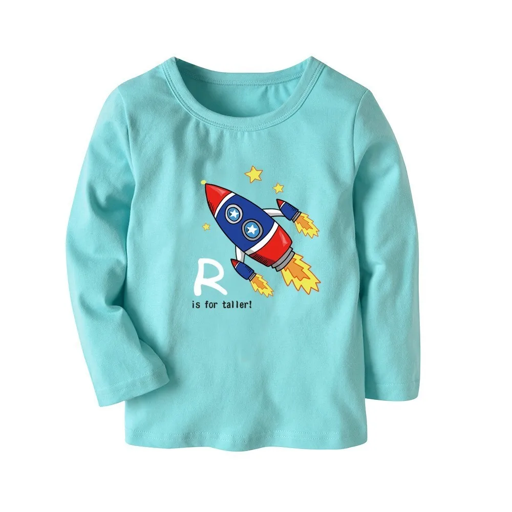 

Boys T-shirt Kids Tees Baby Child Boy Cartoon Spring Children Tee Long Sleeve Stitching Cotton Cartoon Striped Autumn Shirt