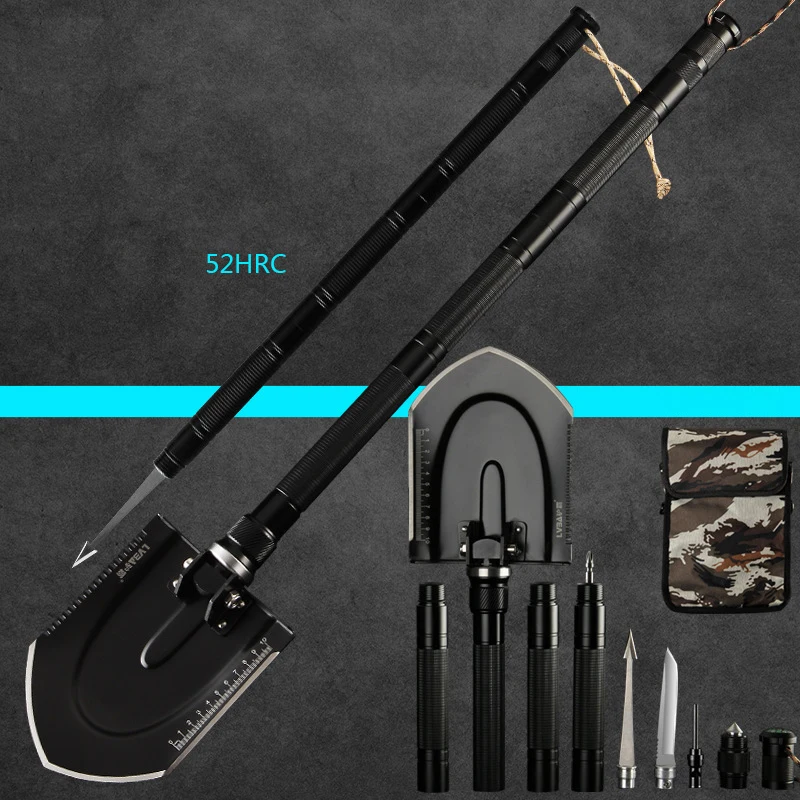 Multi-functional Engineering Shovel Garden Tools Folding Military Shovel Camping Self-defense Tools with a Free Bag