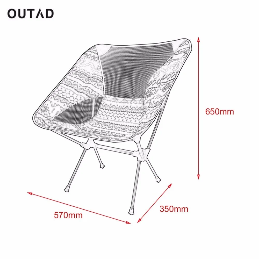 OUTAD переносной стул из алюминиевого сплава легкий складной туристический стул для рыбалки со спинкой и сумкой для переноски