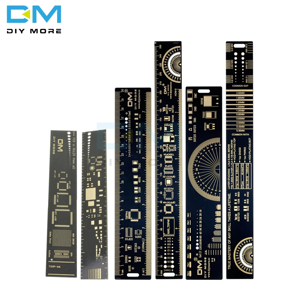 

1Set 15cm 20cm 25cm Multifunctional PCB Ruler Measuring Tool Resistor Capacitor Chip IC SMD Diode Transistor Package 180 Degrees