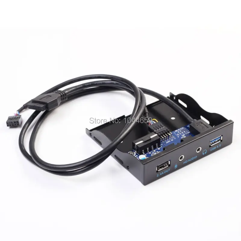

3.5" Floppy Bay Front Panel Bracket USB 3.0 Hub +2.1A Power Charging +HD Audio Mic Connector Floppy Front Panel FOR PC