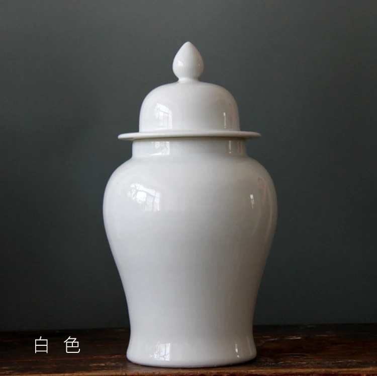 

Pure white color Jingdezhen temple jar vase ceramic porcelain ginger jar wedding gift antique pot ceramic glazed high temperatur