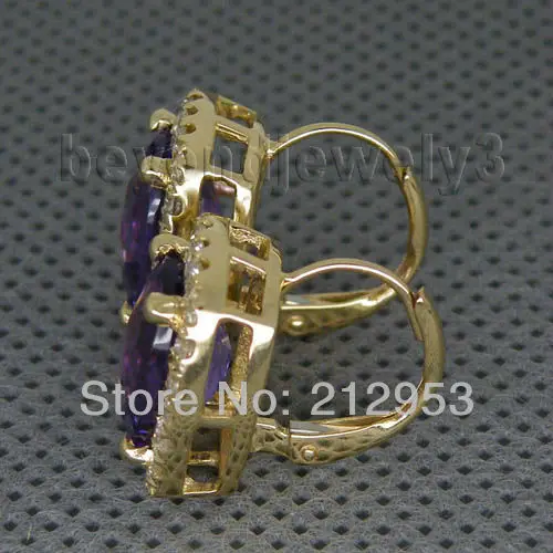 Женские серьги с аметистом из желтого золота 14 к 7x10 мм|earrings for|earrings for womenearrings earring |