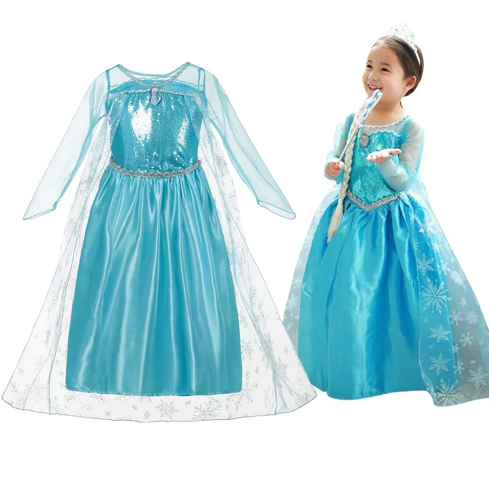 MUABABY платье принцессы Эльзы для девочек; сказочный детский Блестящий карнавальный костюм Снежной Королевы; Вечерние платья на Хэллоуин для маленьких девочек