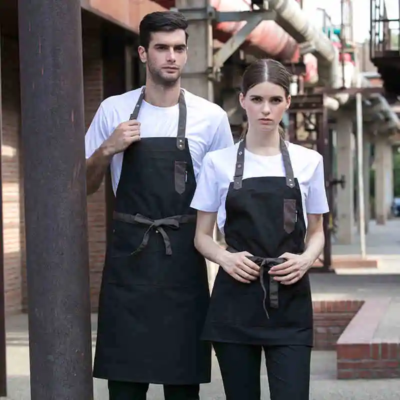 

New fashion hanging neck apron home antifouling simple nail apron coffee shop hotel waiter working apron