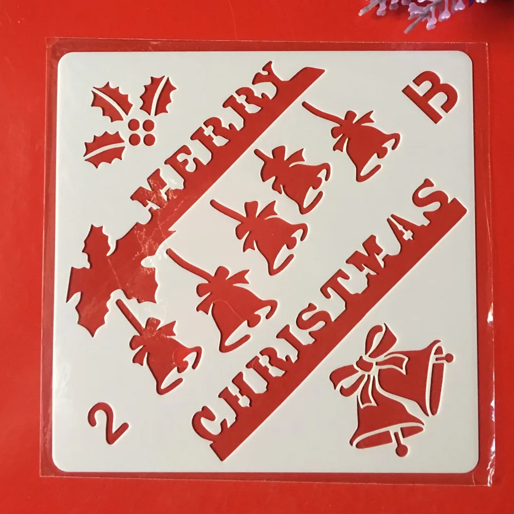 Hot 13cm Jingle Bell DIY Layering Stencils Wall Painting Scrapbook Coloring Embossing Album Decorative Card Template |