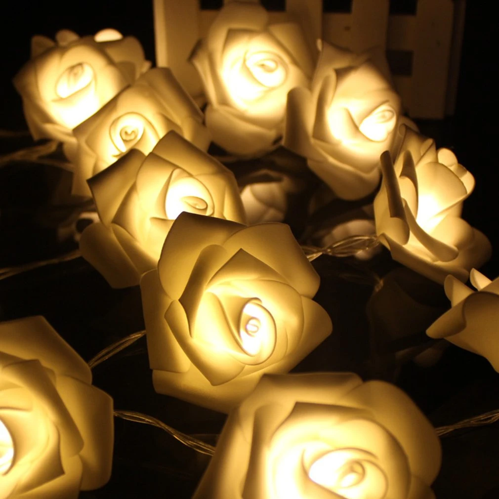 

ICOCO 20 LEDs Solar Powered Beautiful Rose Shape String Light for Birthday Festival Christmas Wedding Party Home/Outdoor Decor