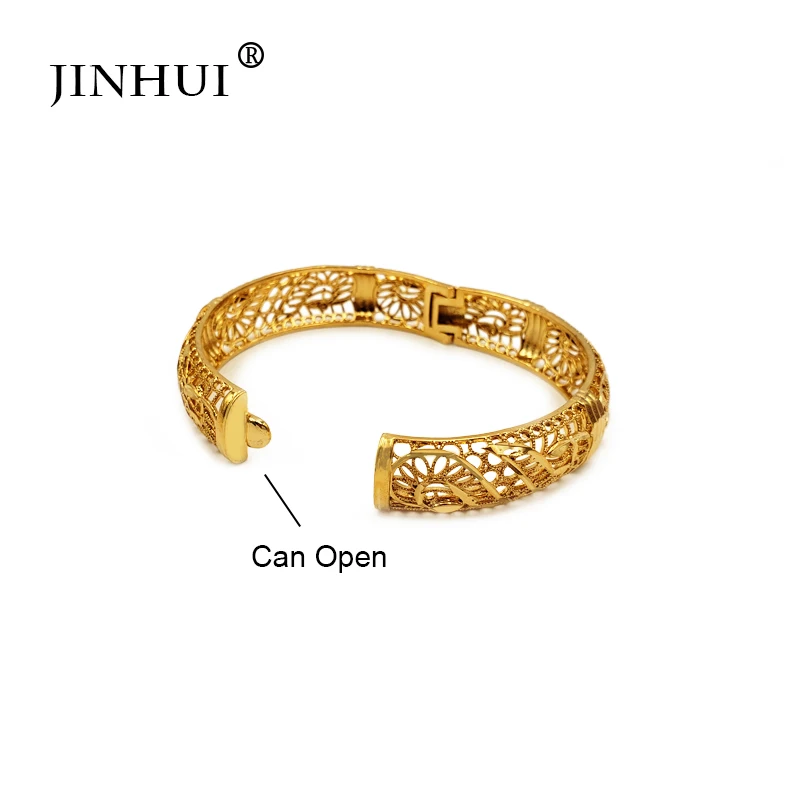 Новые модные золотые свадебные браслеты Jin Hui для женщин открытые невесты