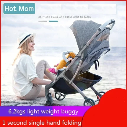 

hotmom portable light weight baby stroller baby pushchair buggy,single hand folding PU stroller