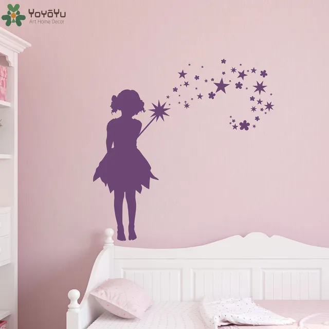 Fairy Silhouette Pattern Wall Stickers For Kids Room Magical Design