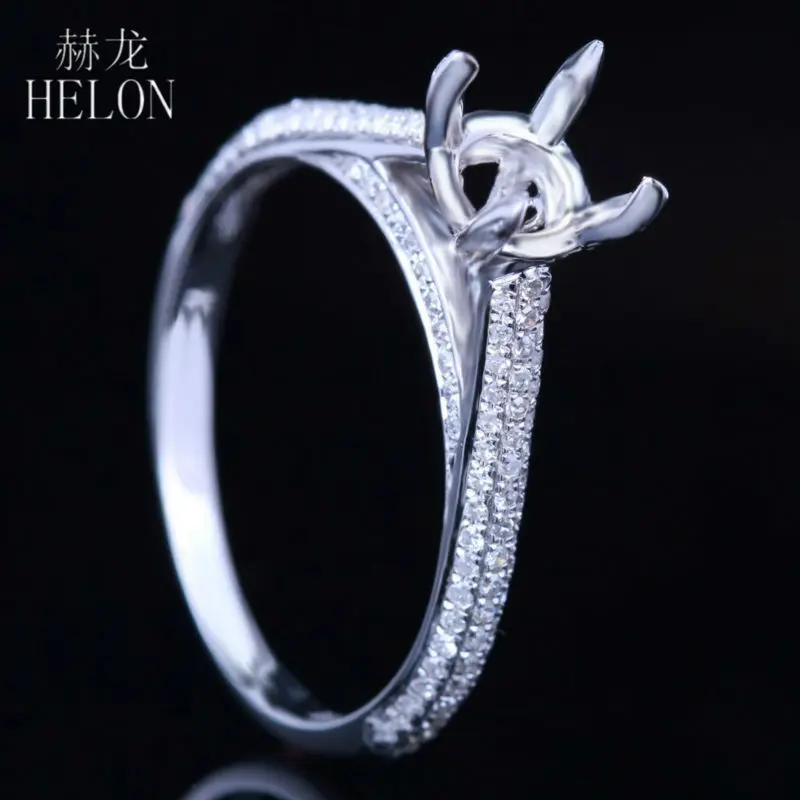 HELON Solid 14K White Gold Round Shape 6 7mm Semi Mount Fine font b Jewelry b