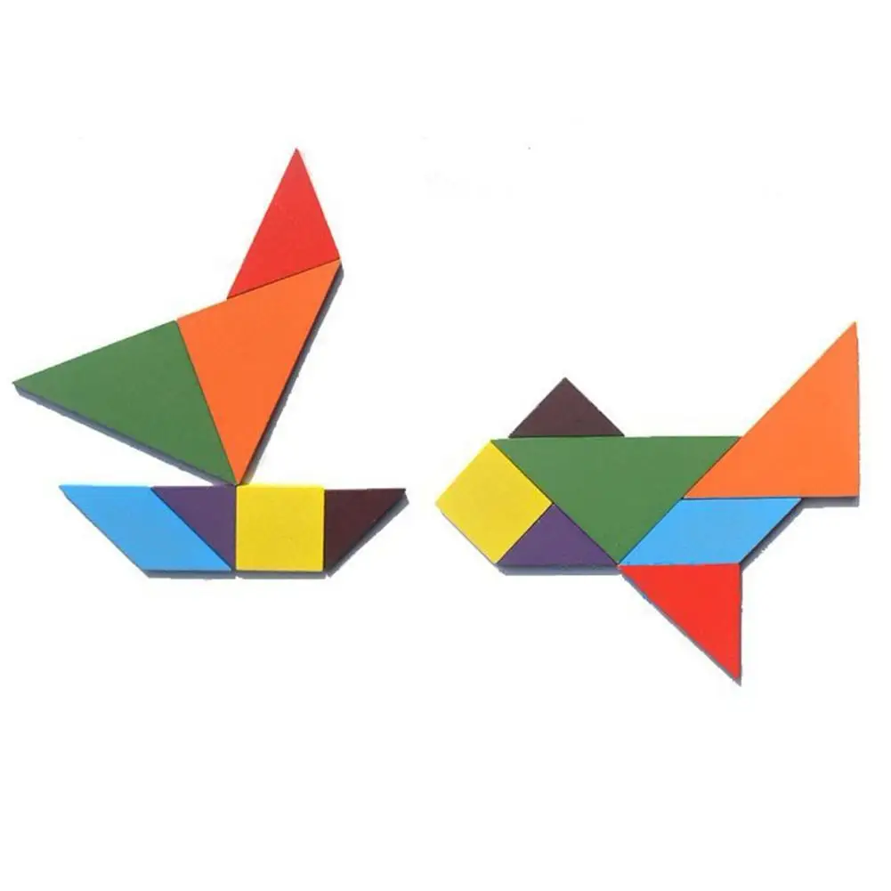 Vitoki Деревянный Tangram 7 шт пазл красочный квадрат IQ игра головоломка умная забавная