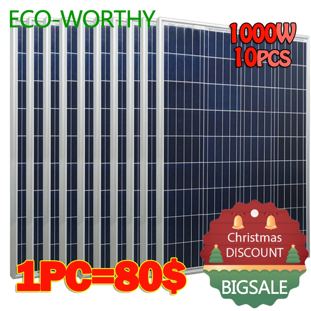 

1000W NEW 10pcs 100W 18V monocrystalline Solar power Panel system for 12v Battery Charger Off Grid mono 1000W Solar Panels 1000W