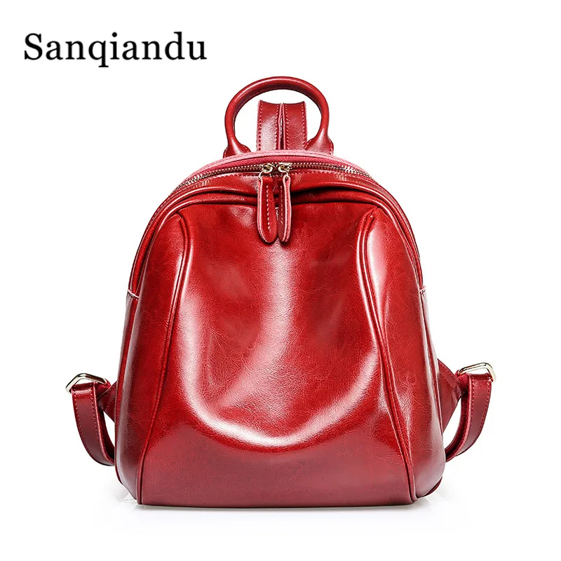 

Retro Backpack Women Genuine Leather Mini Backpack Preppy Style Ladies Back Pack Smart Rucksacks for Girls sac a dos homme