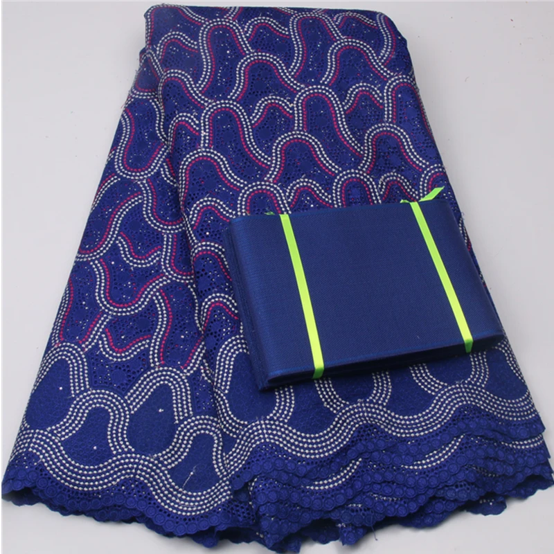 

High quality African Swiss Voile Lace Fabric with matching aso oke head tie African headwrap For party NA511B-4