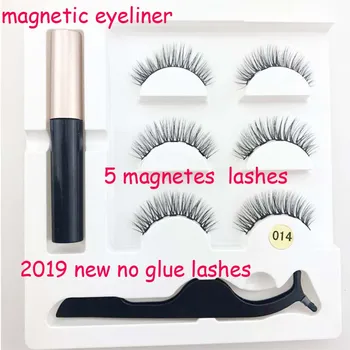 

2019 No glue eyelashes 5 Magnet Eyelash Magnetic False Eyelashes Waterproof Long Lasting Eyelash Extension Easy to Wear