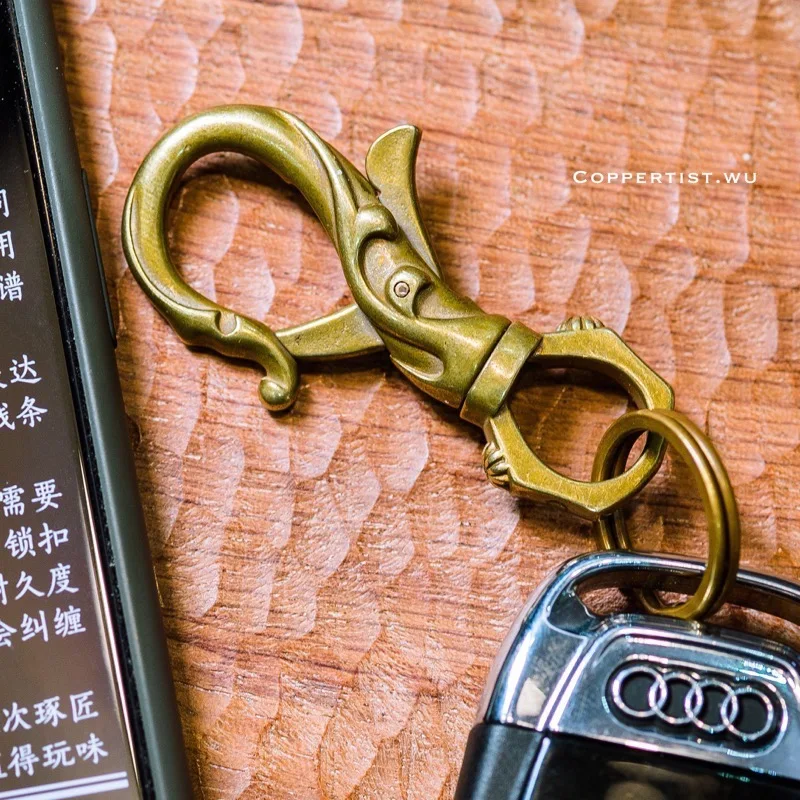

coppertist.wu Bronze Flower Decorative pattern CARABINER Lobster Clasps Swivel Claw Hook Keyring Key Chain Keychain Pendant