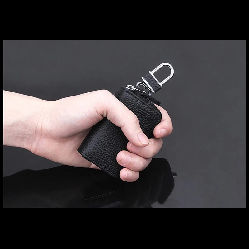 JX-LCLYL Universal Car PU Leather Smart Remote Key Chain Holder Fob Bag Case Cover