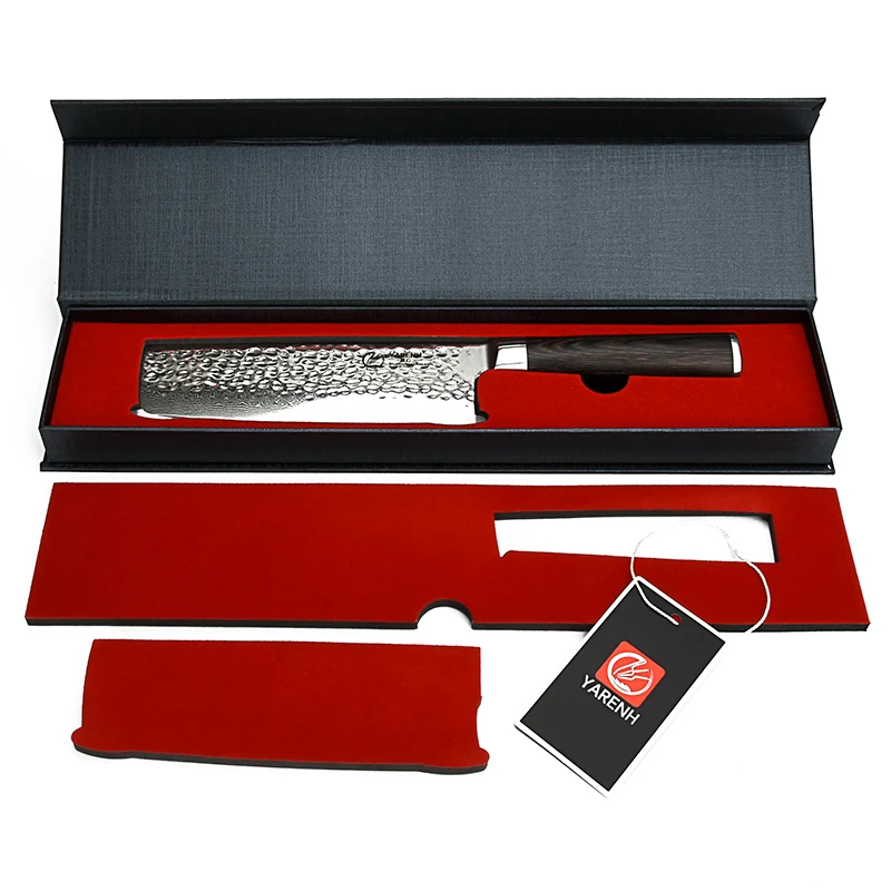 6.5 inch nakiri vegetable knife Damascus steel kitchen knife Japanese VG10 best chef knives with color wood handle cleaver
