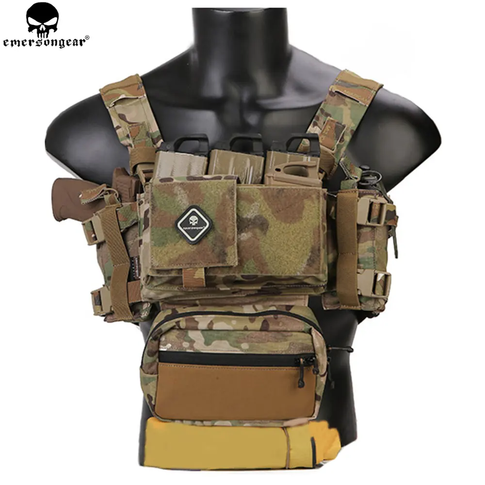 EMERSONGEAR Tactical Chest Rig Micro Fight Chissis MK3 Chest Rig Airsoft Hunting Combat Vest with 5.56 Mag Pouch Multicam EM9261