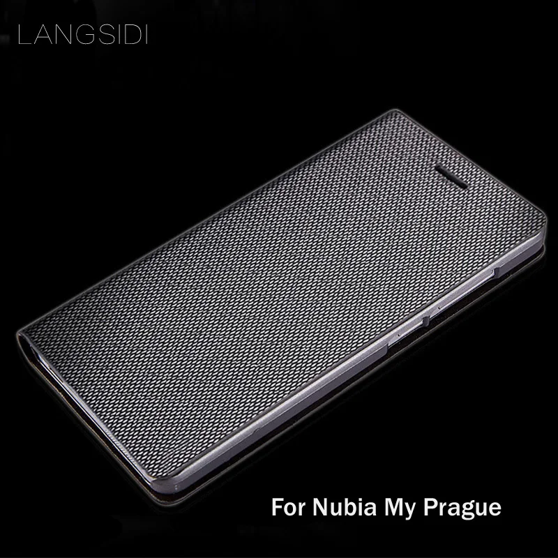 Langsidi Merek Asli Kulit Phone Case Pola Berlian Clamshell Handphone Shell untuk Nubia Saya Praha Semua Buatan Tangan
