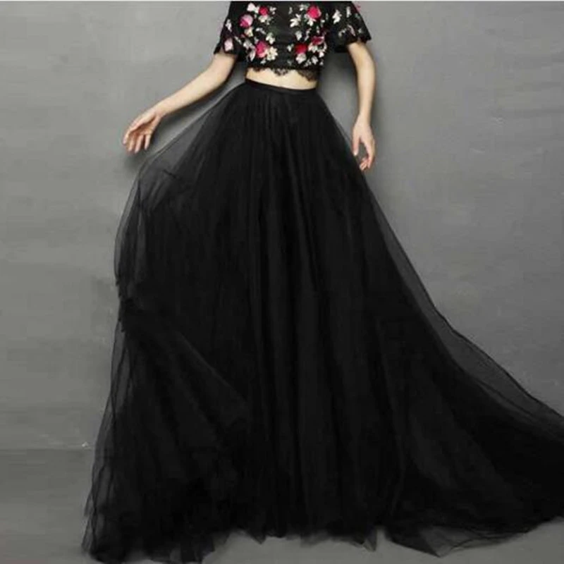 Faldas largas de tul bohemias mujer, faldas largas hasta el suelo, tutú de cintura alta para adulto, faldas formales de fiesta, color negro, elegante, 2019|Faldas| - AliExpress