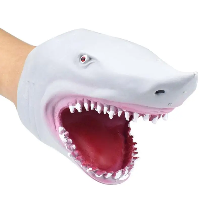 New Hand Puppet Shark for Story Telling TPR Shark Head Gloves Prank Animal Head Action Figure Vividly Toy for Children Gifts