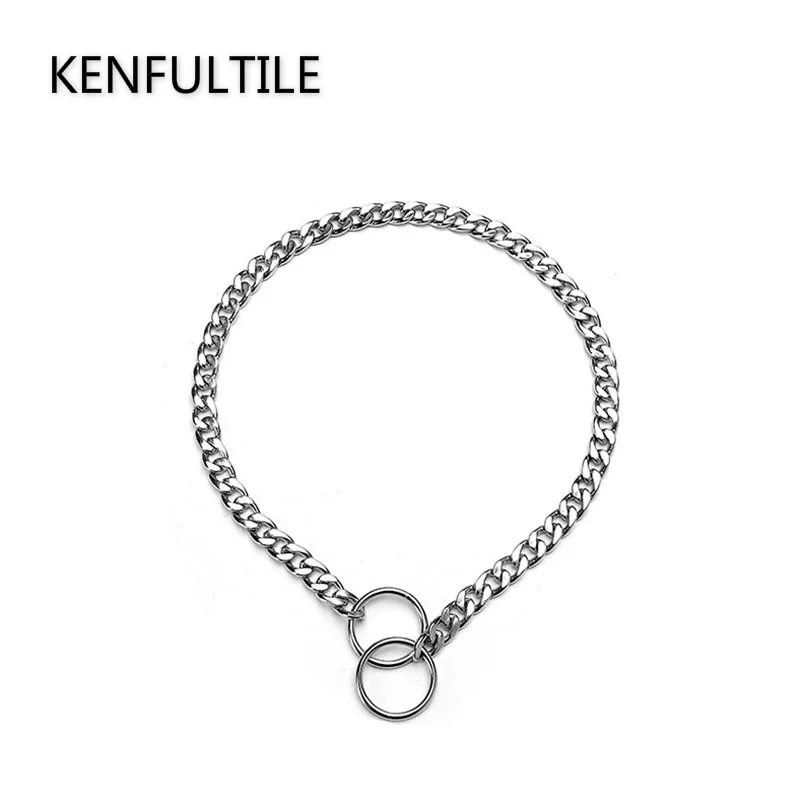 Pet Dog Choke Chain Choker Collar Strong Silver Steel Metal Training