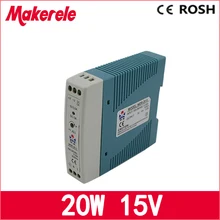 Импульсный блок питания для компьютера Din rail 20 Вт 15 В питания MDR-20-15 1.34a ac-dc DIN rail импульсный источник питания для led водитель