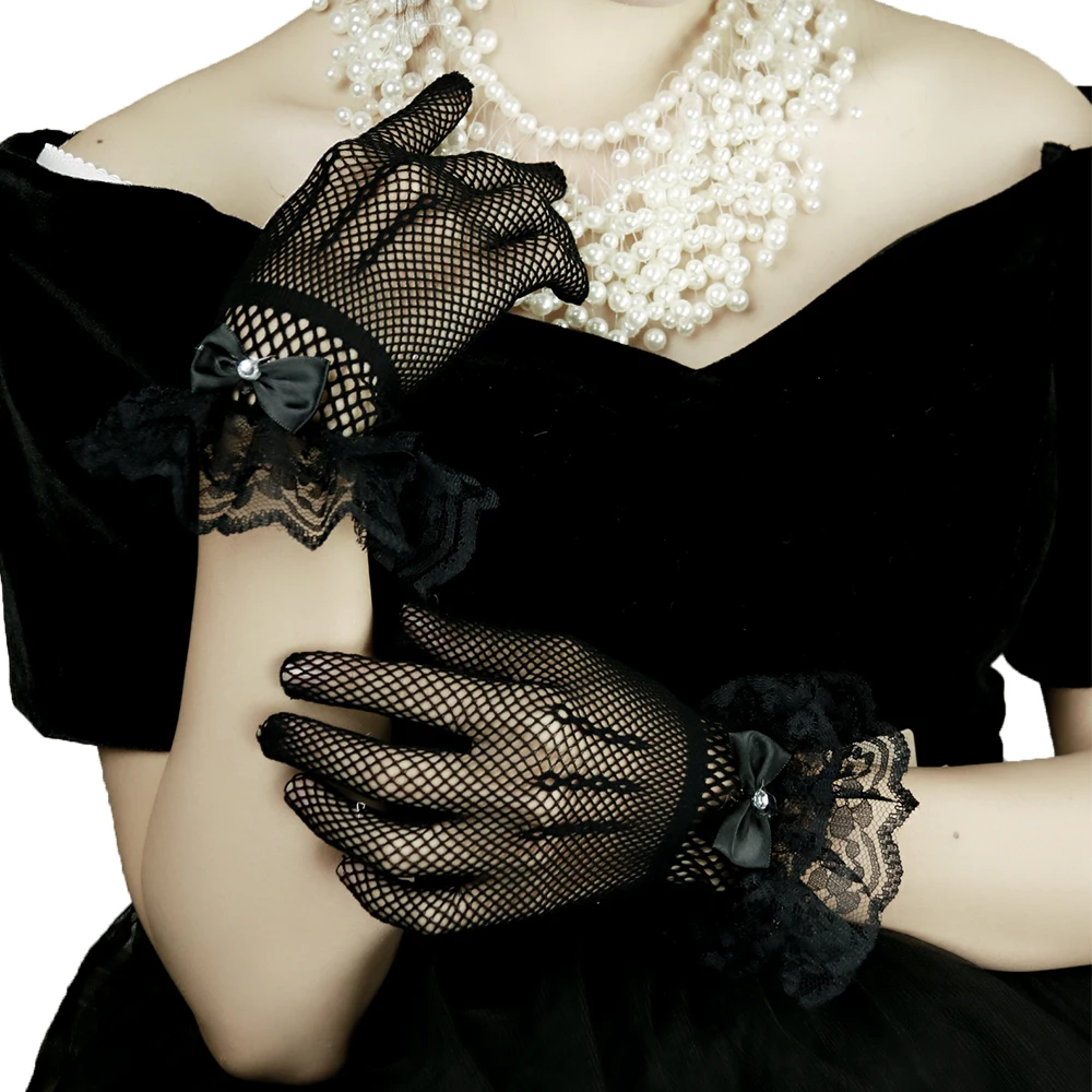 Готические панк классические женские элегантные кружевные перчатки варежки ретро Длинные Opera Guantes Femme перчатки ручная одежда