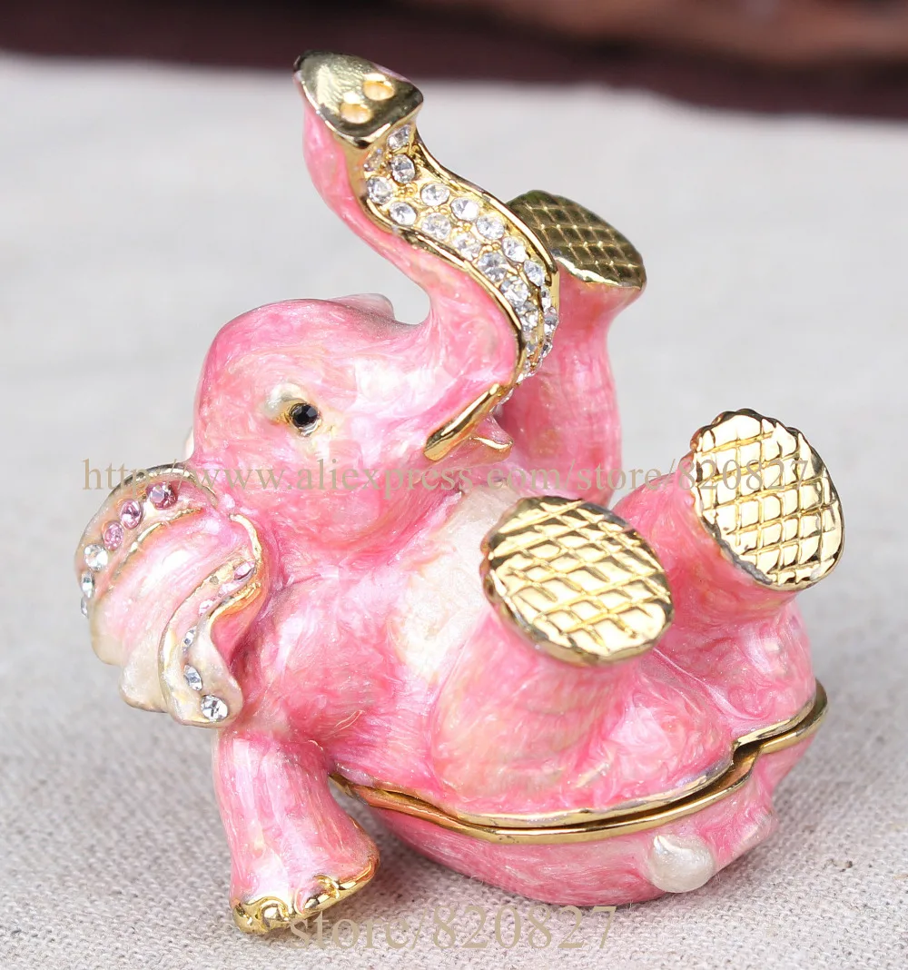 cute elephant figurine birthday gifts handmade metal elephant shape jewelry box gift Pink Cute Elephant Trinket Box ilikegift зеркало настольное cute rabbit pink