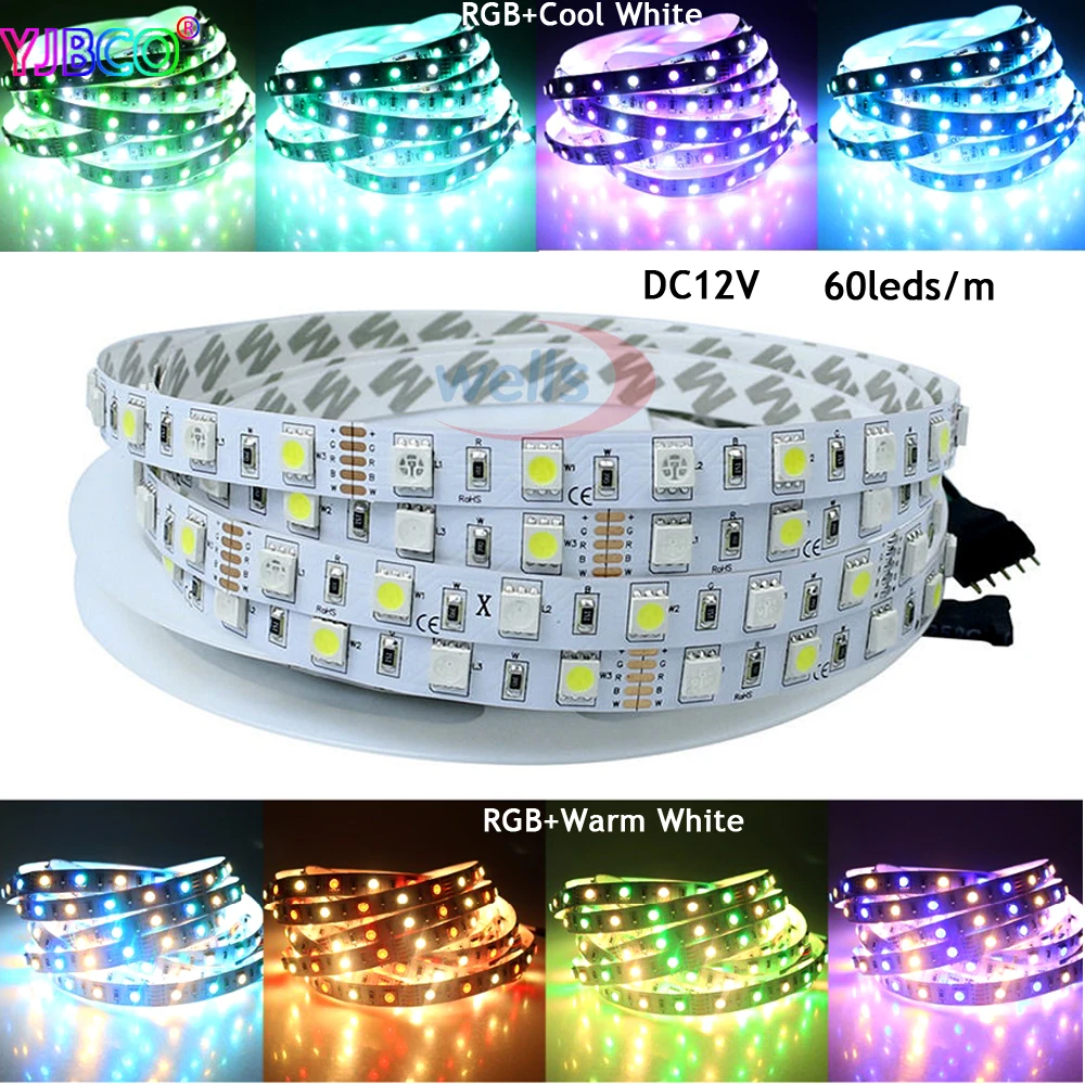 

5m RGBWW RGBCW 60led/M IP30/IP65/IP67 300 ledS SMD 5050 Mixed Color 5pin RGBW RGB + (Warm/Cool White) LED Strip DC12V