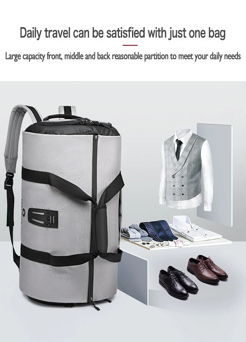 OZUKO многофункциональные мужские дорожные сумки большой емкости, водонепроницаемая сумка для путешествий, сумка для хранения мужской ручной клади с сумкой для обуви