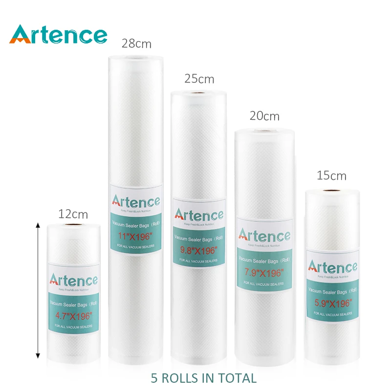 

Kitchen Food Vacuum Bag Storage Bags For Vacuum Sealer Food Fresh Long Keeping 12+15+20+25+28cm*500cm 5 Rolls