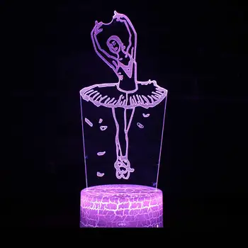 

Ballet Dancer 3d Small Night Lamp Led Visual Led Night Light Remote Touch switch White base Lovely 7 color change 3D Lamp
