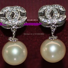 Shitou 00170 AAA 9 мм Круглый Пресноводные Жемчужные Серьги Горный Хрусталь