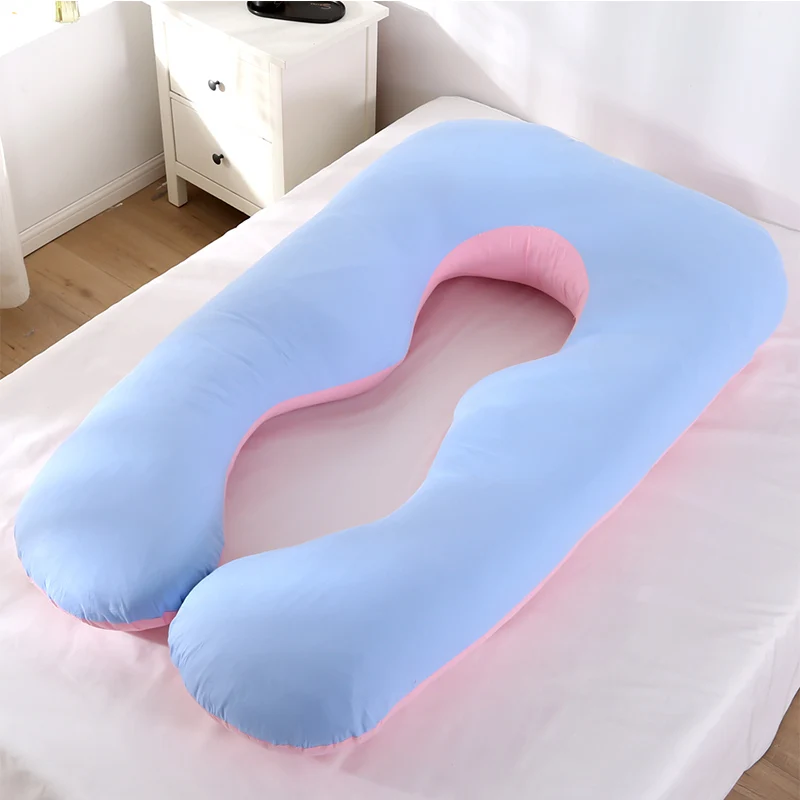 120*65 см, Подушка для беременных, для женщин, для сна, поддерживающая тело, хлопковая наволочка, u-образная Подушка для беременных, для беременных, для сна, постельные принадлежности - Цвет: Blue Pink