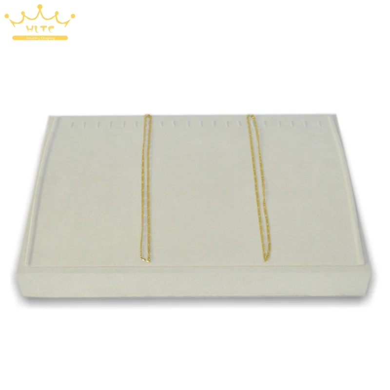 New Beige Suede Jewelry Necklace Display Holder Tray with 20pcs Hanger for Fashion Fine Jewelry Women