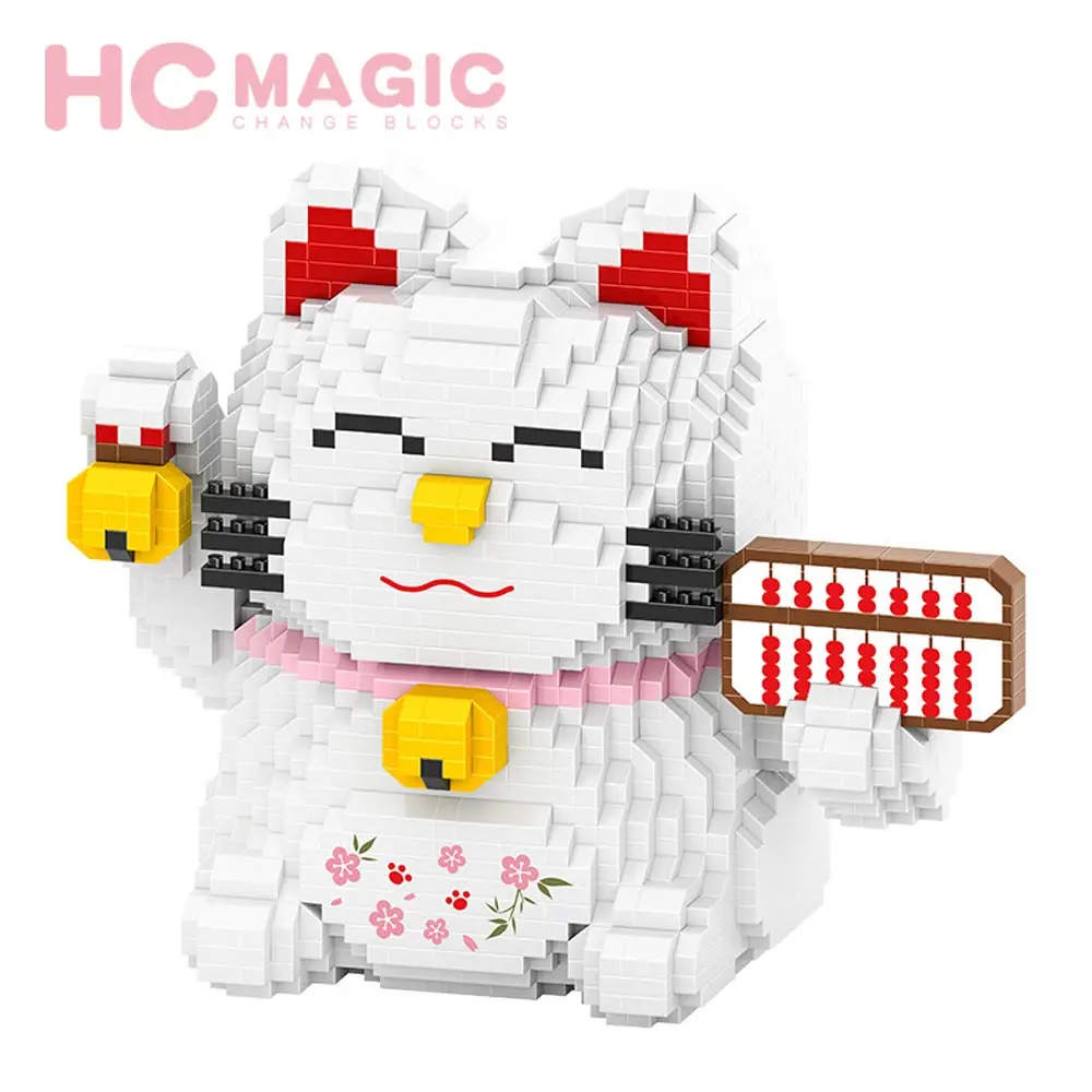HC MAGIC 1019, алмазные блоки, счастливый кот, плюс, японская кошка, Сборная модель, строительные блоки, подарки для детей, фигурки, сделай сам, игрушки, аниме