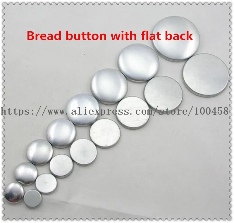 

100 set Fabric Covered Cloth Button Component with Flat Back Metal Bread Shape Handmade DIY Hair Accessories 16l 18l 20L..90L