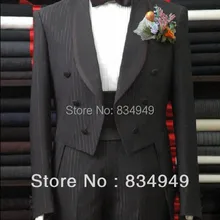 Изготовленный на заказ, чтобы измерить черный в тонкую полоску фрак, на заказ длинный хвост черный смокинг, фрак, индивидуальные мужские костюмы