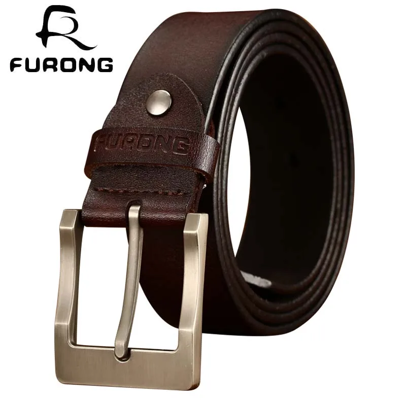 

FURONG 100% Real Cowhide Designer Men Belts Luxury Full Grain Leathere High Quality Original Brand Belts Genuine Leather