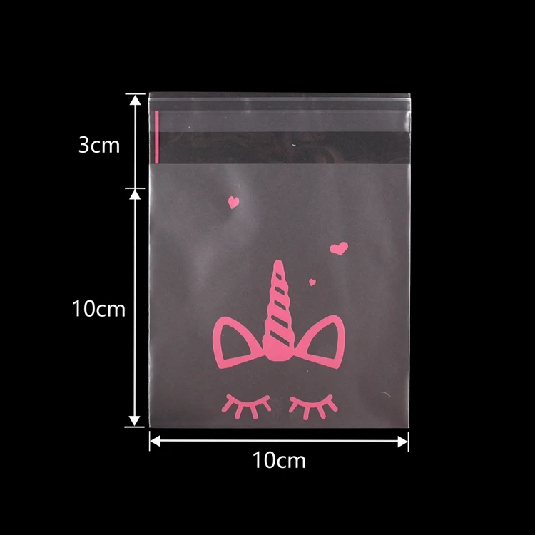 QIFU 100 шт Единорог вечерние прозрачные целлофановые горошек для конфет и печенья Подарочная сумка матовый OPP день рождения мешок для упаковки конфет коробка