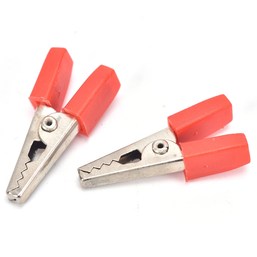 Aexit 4 Pcs Electrical Testing Plastic Boot Coated Metal Battery Alligator Clips Voltage Testers 50mm 15A 